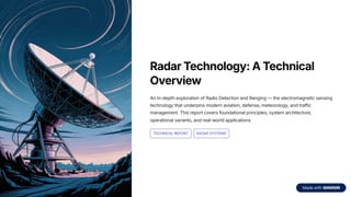 Comprehensive Technical Overview of Radar Technology and Applications | PDF