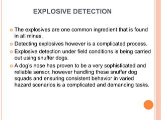 CONTD..
 Metal detection and Explosive detection is
conducted in close proximity.
 That is detection is conducted after ...