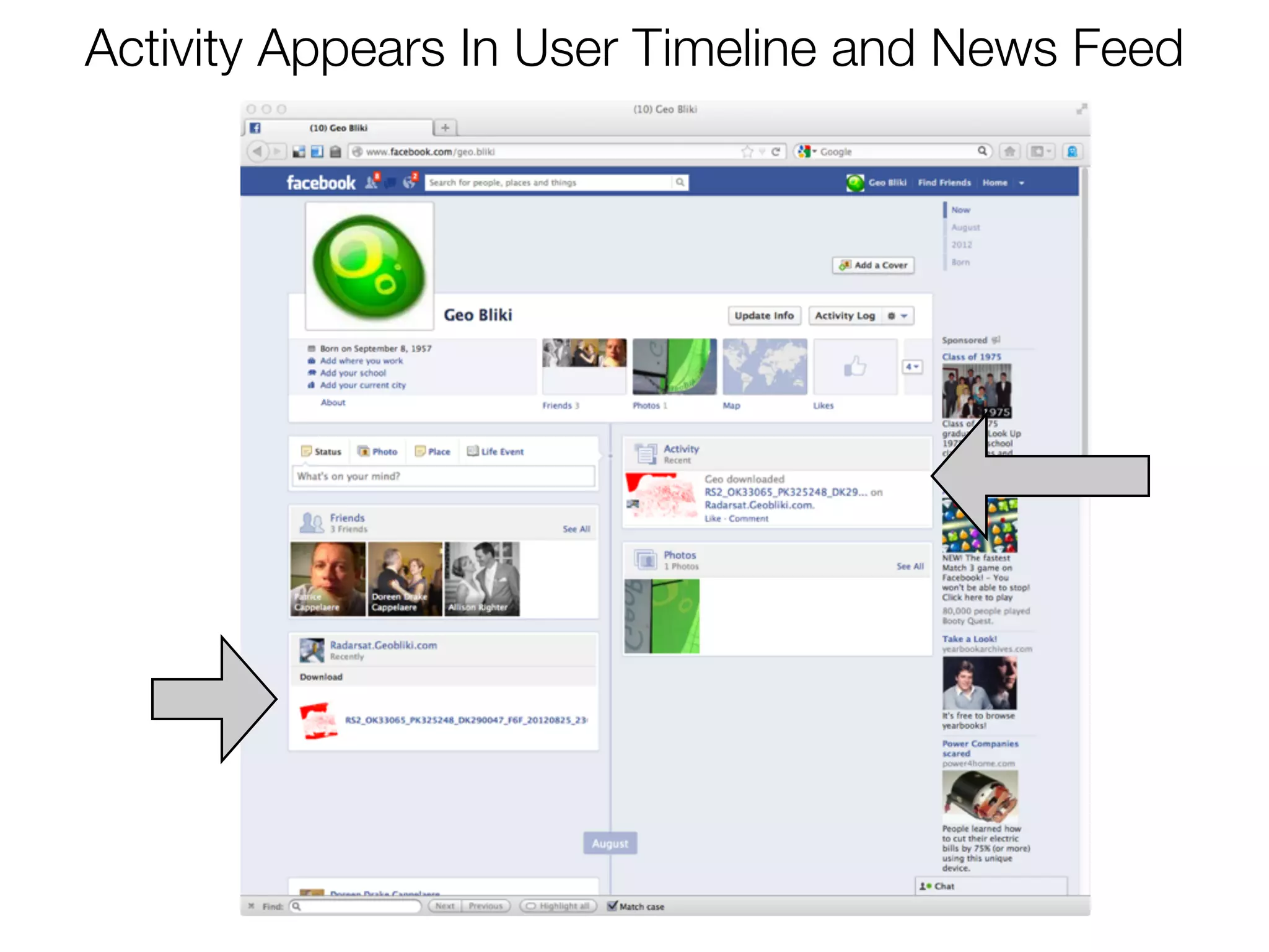 Activity Appears In User Timeline and News Feed
 