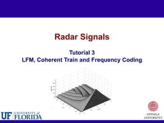 Radar Signals
Tutorial 3
LFM, Coherent Train and Frequency Coding
 
