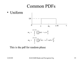 Common PDFs <ul><li>Uniform </li></ul>This is the pdf for random phase 
