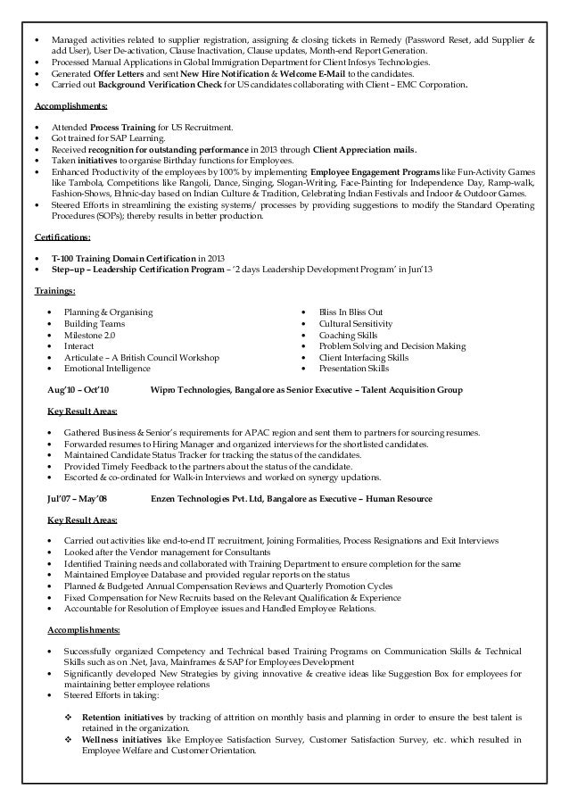 resume for infosys