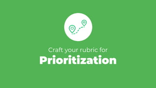 Prioritization
Craft your rubric for
 