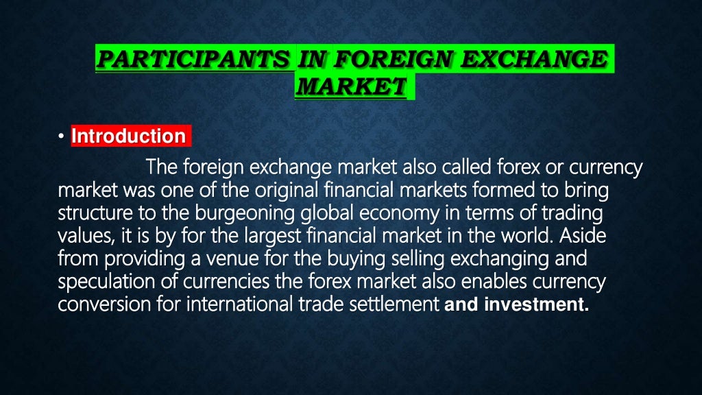 Participants in foreign exchange market
