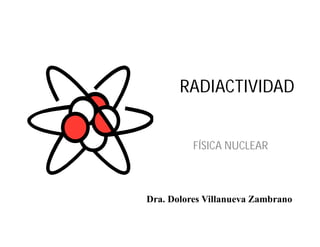 RADIACTIVIDAD
FÍSICA NUCLEAR
Dra. Dolores Villanueva Zambrano
 