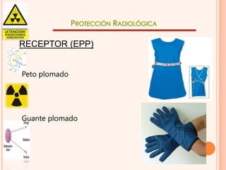 PROTECCIÓN RADIOLÓGICA

RECEPTOR (EPP)
•Peto plomado

•Guante plomado

 