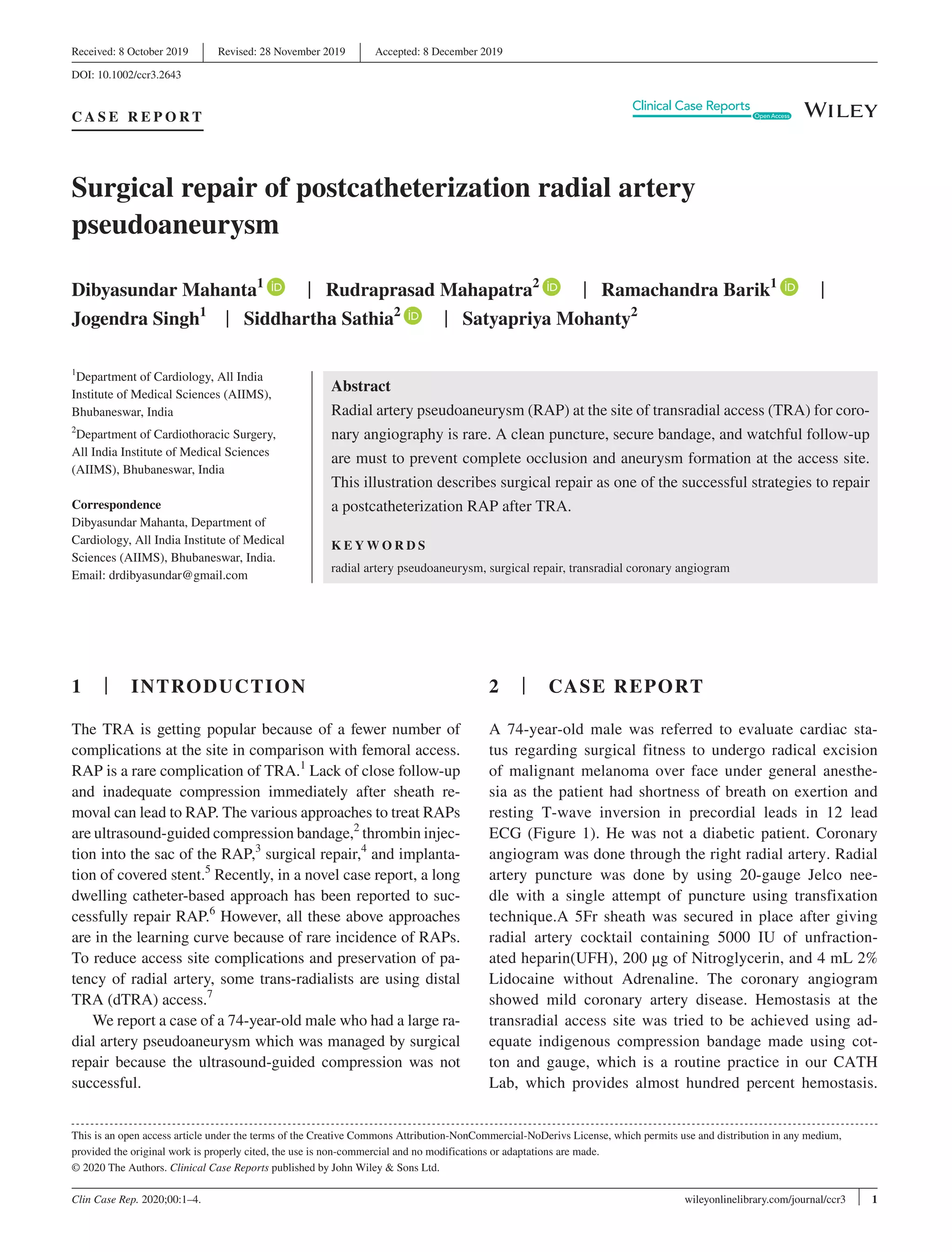Radial artery pseudoaneurysm | PDF