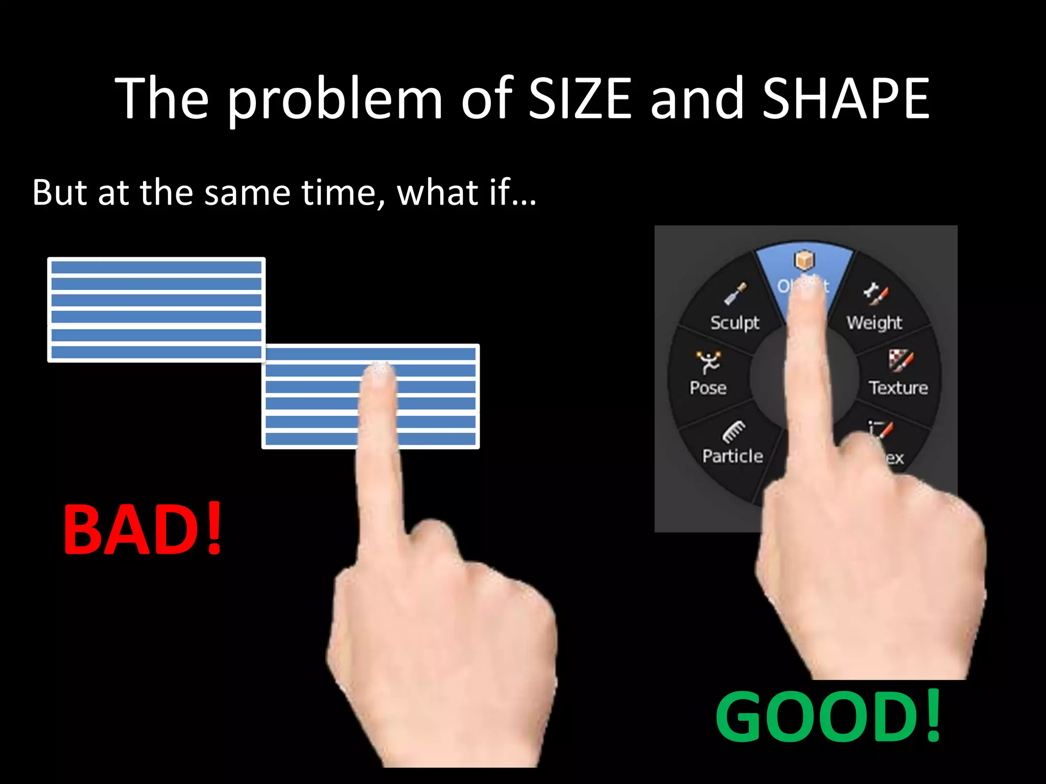 The problem of SIZE and SHAPE
But at the same time, what if…




 BAD!

                                 GOOD!
 