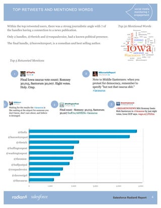 TOP RETWEETS AND MENTIONED WORDS



    Within the top retweeted users, there was a strong journalistic angle with 7 of   ...