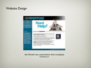 Website Design Ask Martha! site customization (from template) GoDaddy.com 