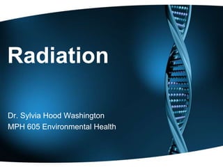 Radiation Dr. Sylvia Hood Washington MPH 605 Environmental Health 