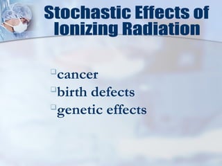 
cancer

birth defects

genetic effects
 