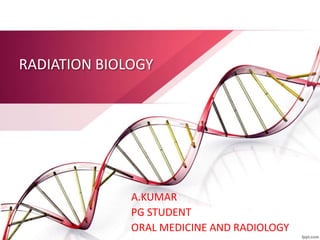 RADIATION BIOLOGY
A.KUMAR
PG STUDENT
ORAL MEDICINE AND RADIOLOGY
 