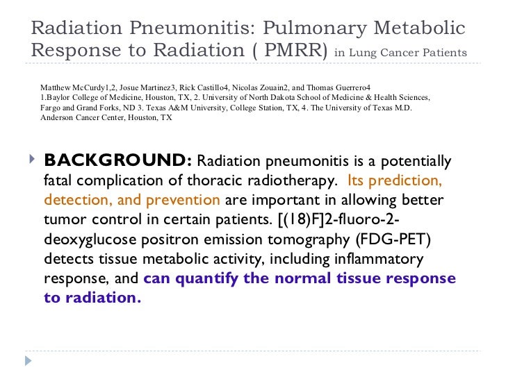 Radiation pneumonitis and ddx