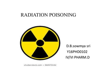 RADIATION POISONING
D.B.sowmya sri
Y16PHD0102
IV/VI PHARM.D
 
