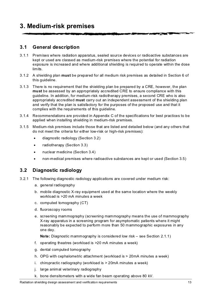 radiation shielding design assessment and verifycation requirements