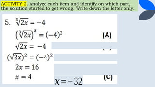 RADICAL EQUATION AND PROBLEM SOLVING.pptx