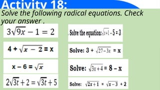 RADICAL EQUATION AND PROBLEM SOLVING.pptx