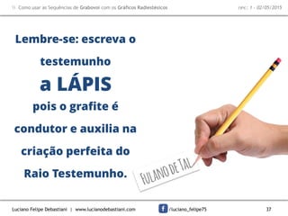 Luciano Felipe Debastiani | www.lucianodebastiani.com /luciano_felipe75 37
 Como usar as Sequências de Grabovoi com os Gráficos Radiestésicos rev.: 1 - 02/05/2015
Lembre-se: escreva o
testemunho
pois o grafite é
condutor e auxilia na
criação perfeita do
Raio Testemunho.
a LÁPIS
 