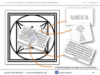 Luciano Felipe Debastiani | www.lucianodebastiani.com /luciano_felipe75 50
 Como usar as Sequências de Grabovoi com os Gráficos Radiestésicos rev.: 1 - 02/05/2015
FULANODETAL
FULANODETAL
Cristal de Quartzo ou pedra da sua preferência
 