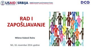 RAD I
ZAPOŠLJAVANJE
Milena Vuković Buha
Niš, 18. novembar 2014. godine
 
