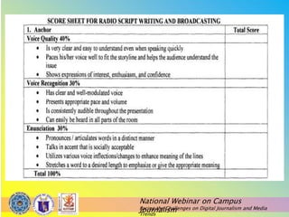 National Webinar on Campus
Journalism
Facing the Challenges on Digital Journalism and Media
Trends
 