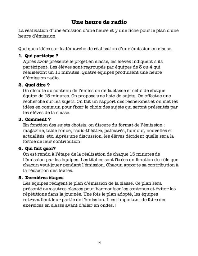 Radio Acadiepédia Cahier de production