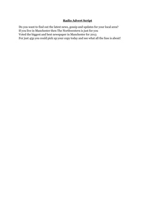 Radio advert script | DOCX