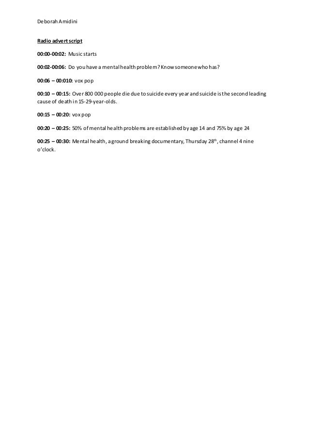 Radio advert script
