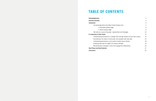 1
TABLE OF CONTENTS
Acknowledgements										 2
Executive Summary	 									 3
Introduction	 										 5
	 The technolog...