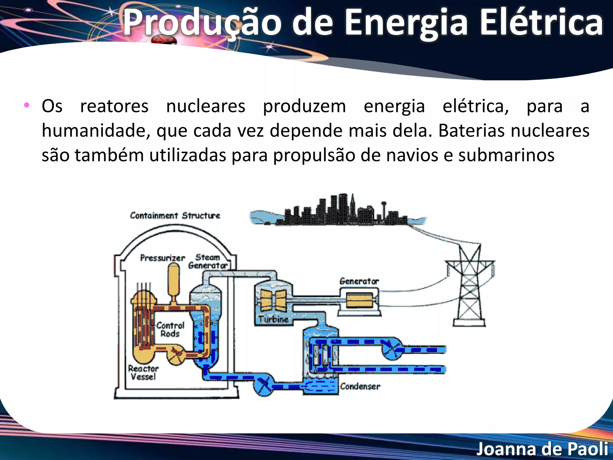 Joanna de Paoli
• Devem ser segregados de acordo com a natureza física
do material, em conformidade com a norma NE-6.05 do
CNEN.
• Rejeitos sólidos recipiente rígido.
• Rejeitos líquidos frascos de até 2L.
• Identificação.
• Tratamento através do decaimento do elemento
radioativo.
Resíduos Radioativos
 