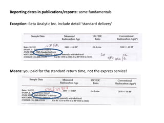 Reporting dates in publications/reports: some fundamentals

Exception: Beta Analytic Inc. include detail ‘standard delivery’




Means: you paid for the standard return time, not the express service!
 