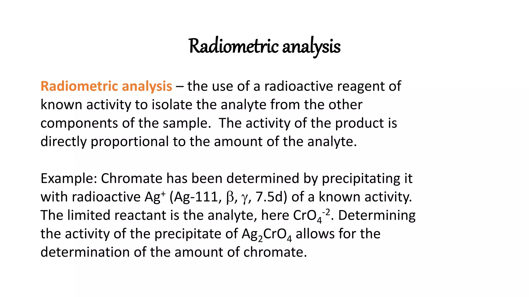 Radiochemical methods lec | PPTX