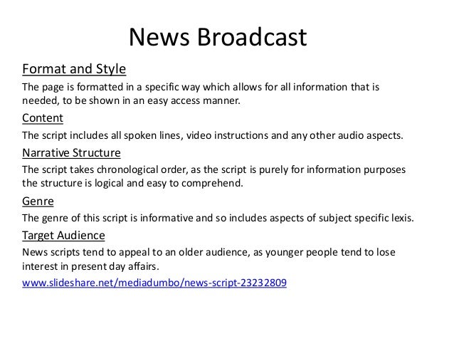 script analysis tv news script format