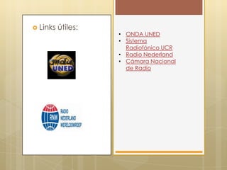 DramatizaciónContiene todos los elementos que atrae al radio escucha; buen argumento, personajes bien realizados, dialogo y efectos sonoros que refuerzan la interpretaciónEjem: Guerra de los mundos La guerra de los mundos (radio) - Wikipedia, la enciclopedia libre