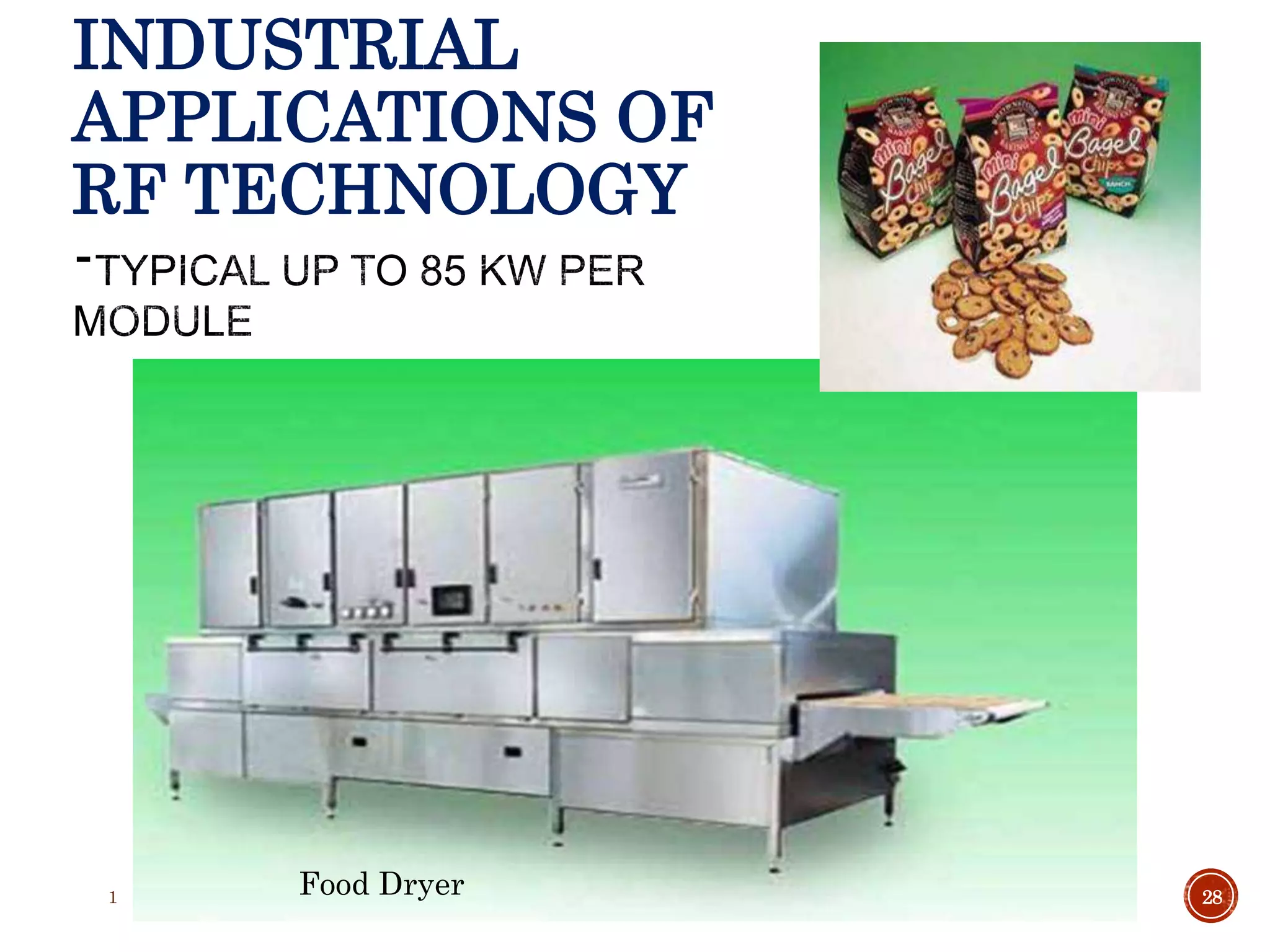 INDUSTRIAL
APPLICATIONS OF
RF TECHNOLOGY
1 28Food Dryer
 