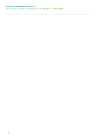 2
ANEXO Contexto económico, empresarial y social de la Radiografía de la Pyme 2013
Radiografía de las Pymes y Autónomos 2013
 