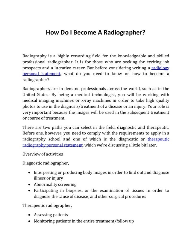 How to a Radiographer