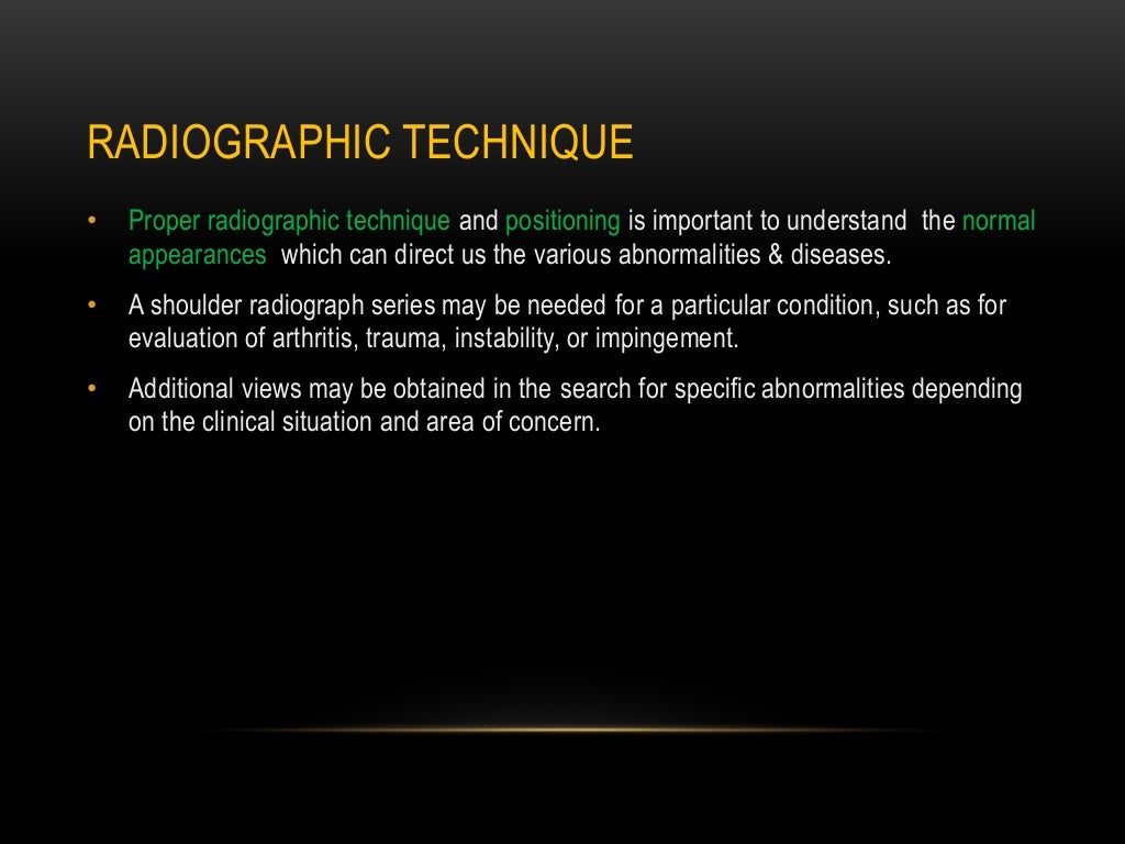 Radiographic evaluation of shoulder