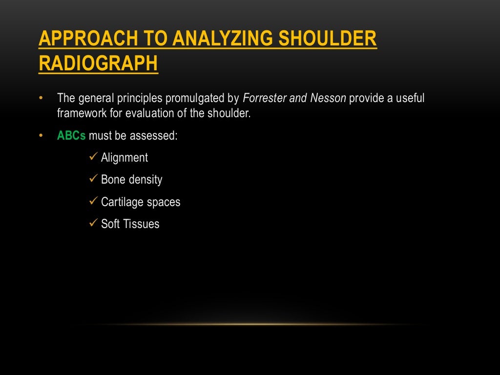 Radiographic evaluation of shoulder