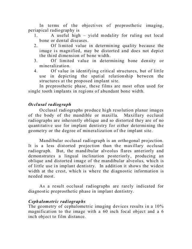Radiographs in prosthodontics