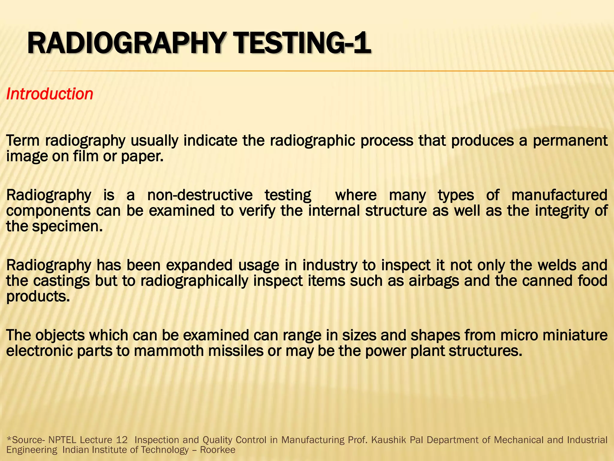 Radiography testing part 1by rohit sahu | PDF