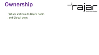 Ownership
Which stations do Bauer Radio
and Global own:
 