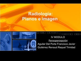 Radiología: Planos e imagen  IV MODULO S ensopercepción Aguilar Del Porte Francisco Javier Gutiérrez Renaud Raquel Trinidad 