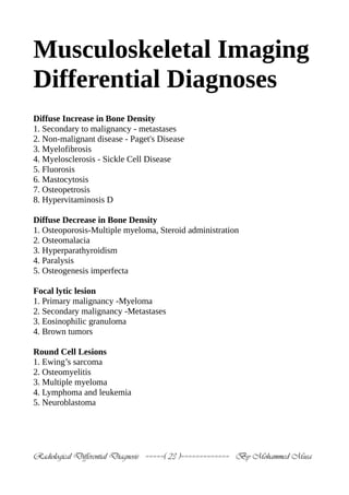 Radiological differential diagnosis by mohammed musa 1st ed | PDF