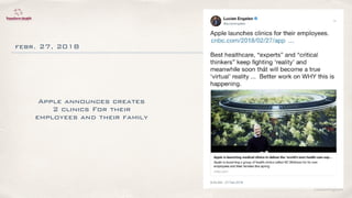 ©lucienengelen
febr. 27, 2018
Apple announces creates
2 clinics For their
employees and their family
 