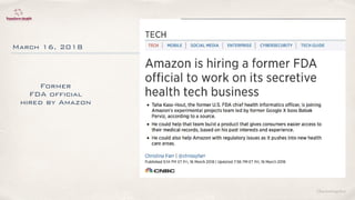 ©lucienengelen
March 16, 2018
Former
FDA ofﬁcial
hired by Amazon
 