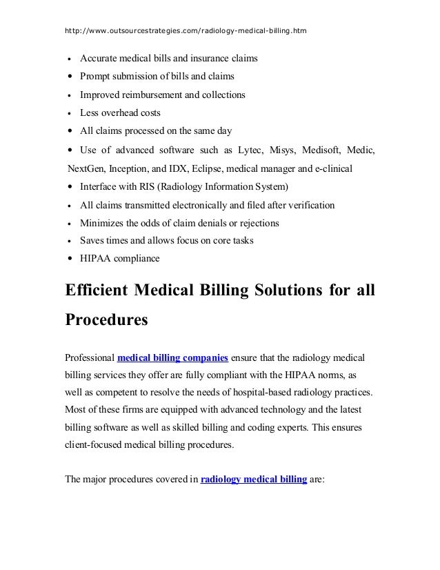 Radiology Medical Billing Services Benefit Hospitalbased Radiology