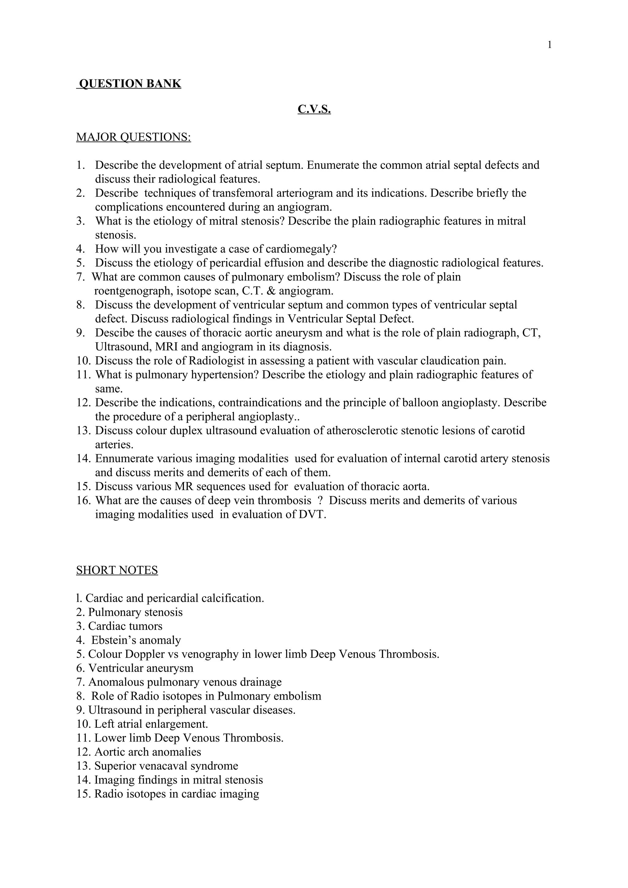 Radiology question bank PDF