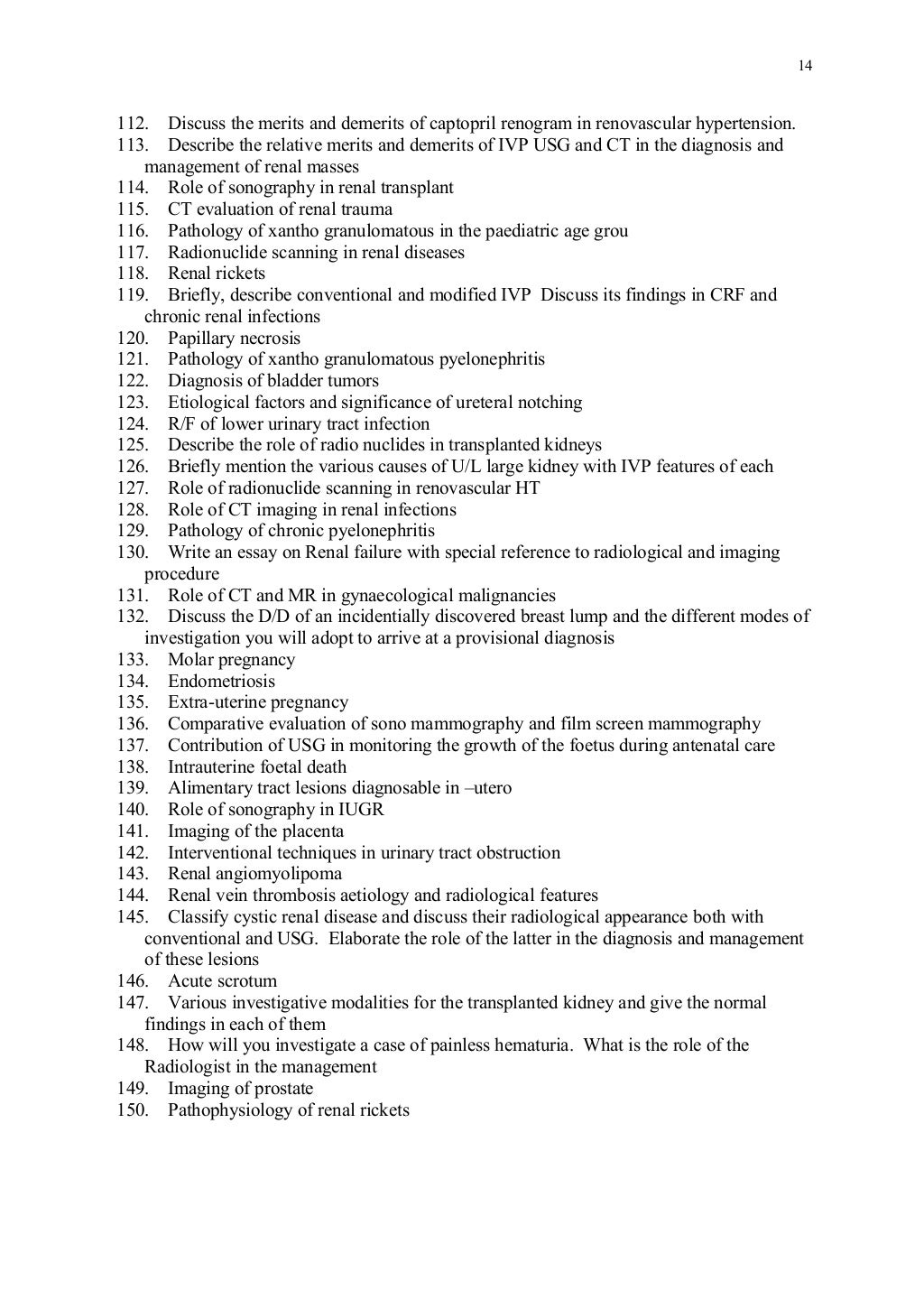 Radiology question bank